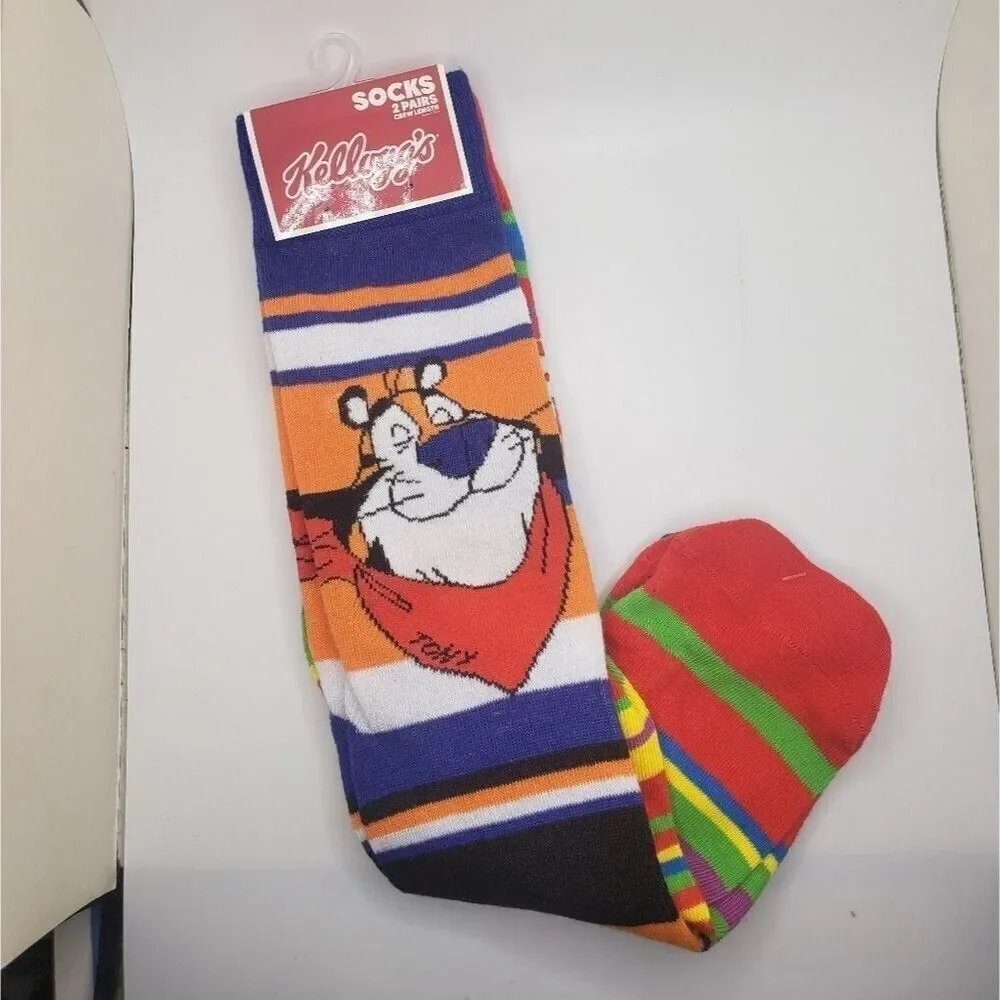 𝅺kellogs socks cereal Tony the tiger fruit loops socks